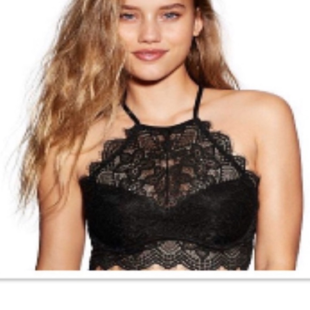 VS PINK Eyelash Lace High Neck Pushup Bra